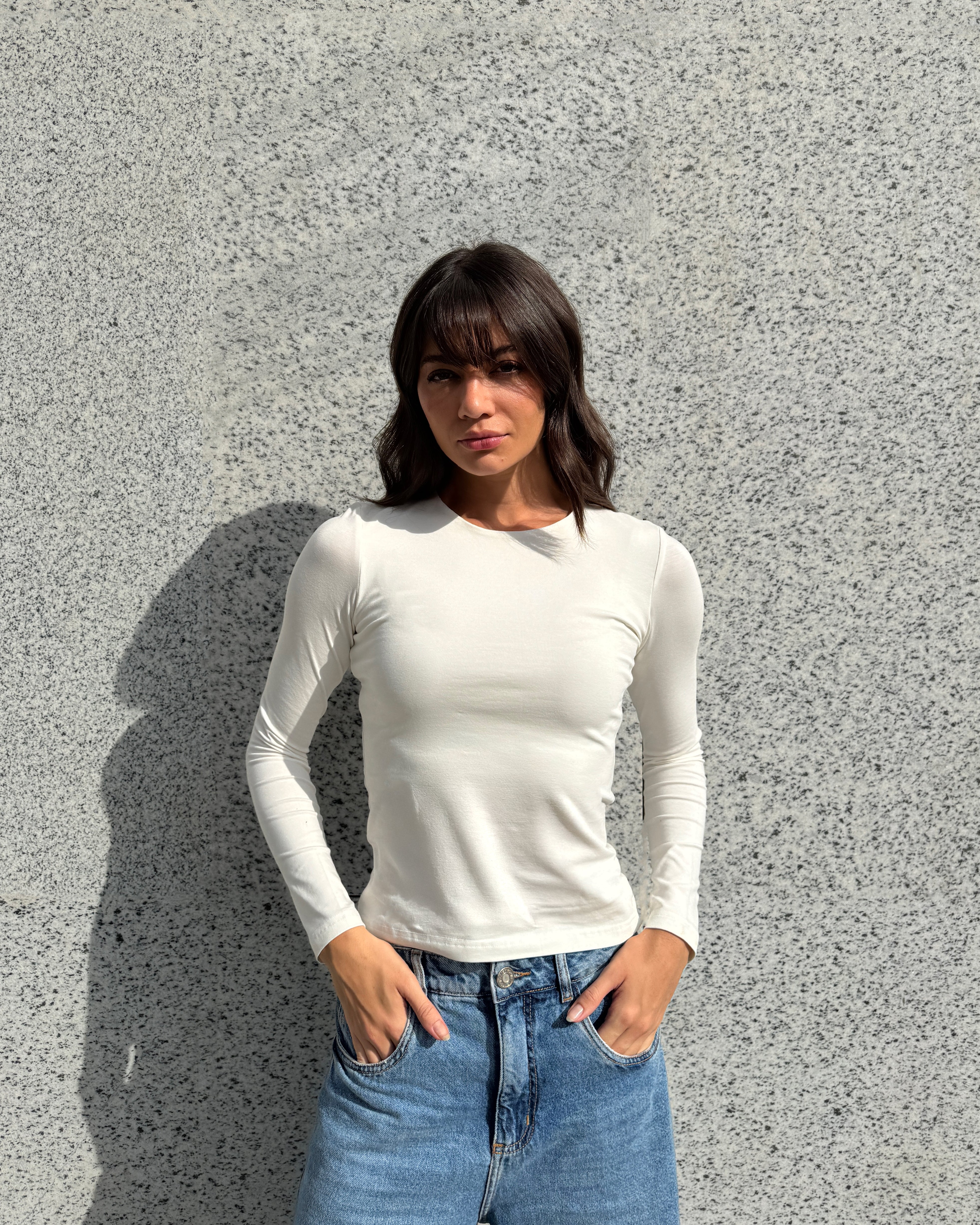 Off-White Long-Sleeve Basic Top