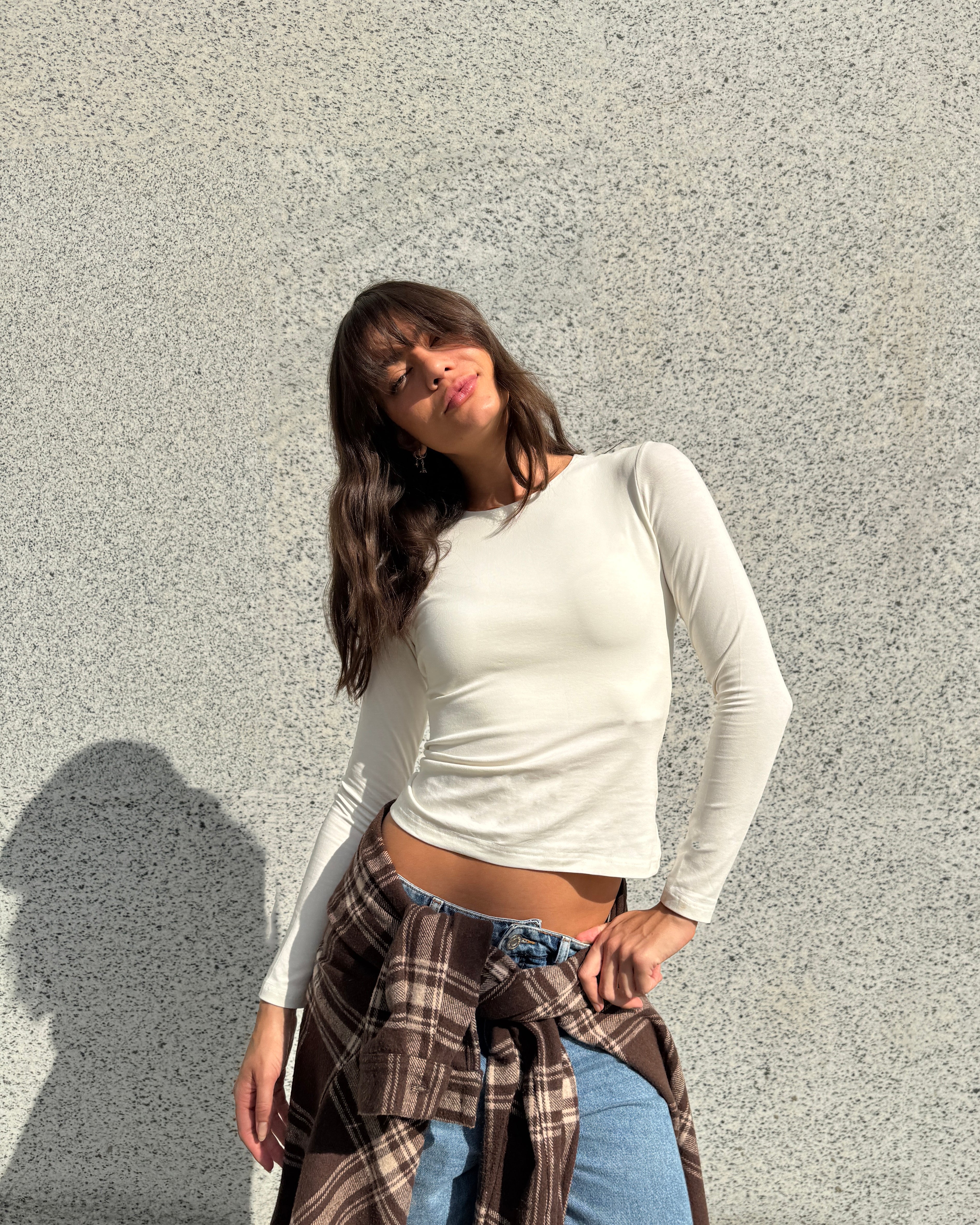 Off-White Long-Sleeve Basic Top