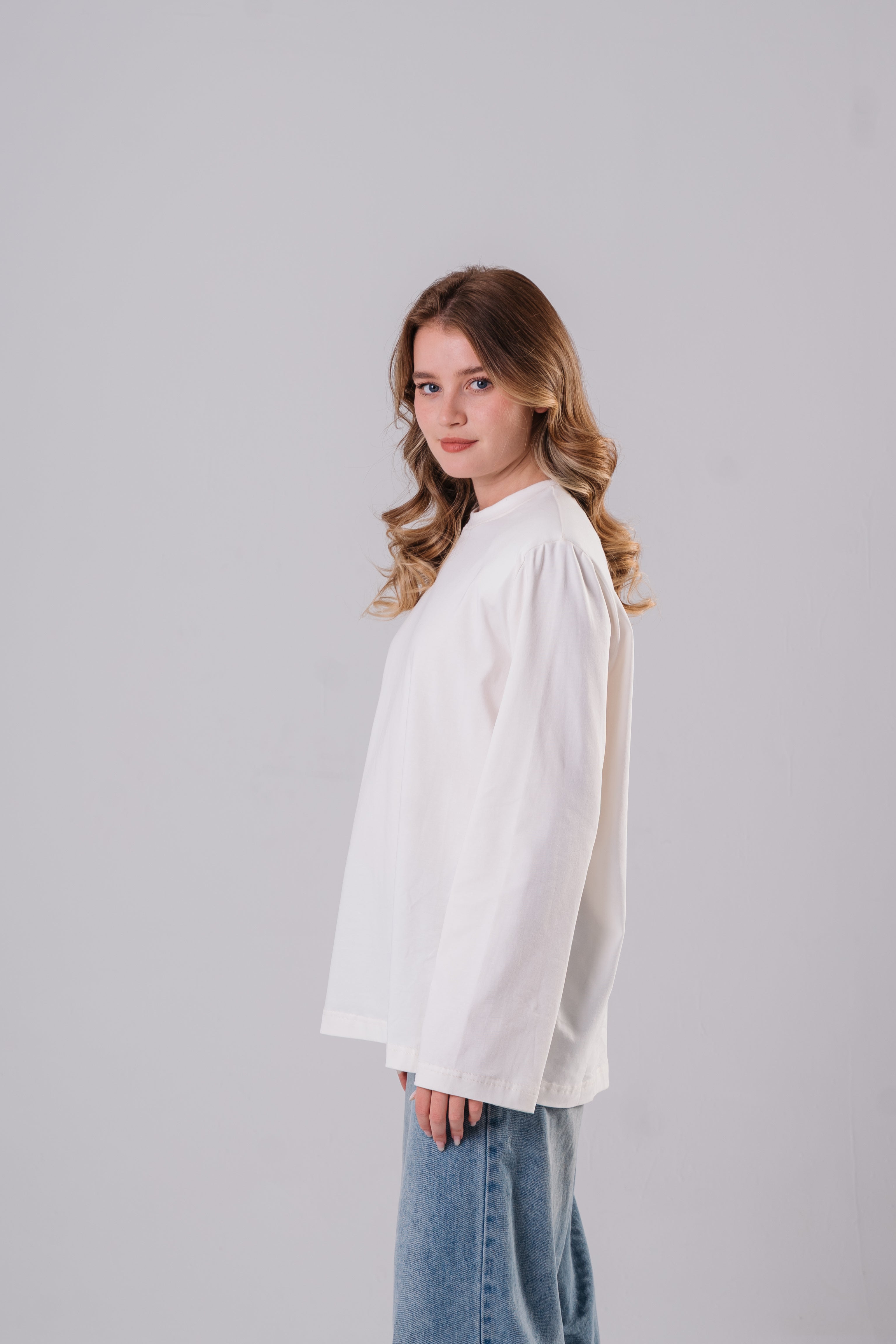 Off-White Top with Shoulder Pads