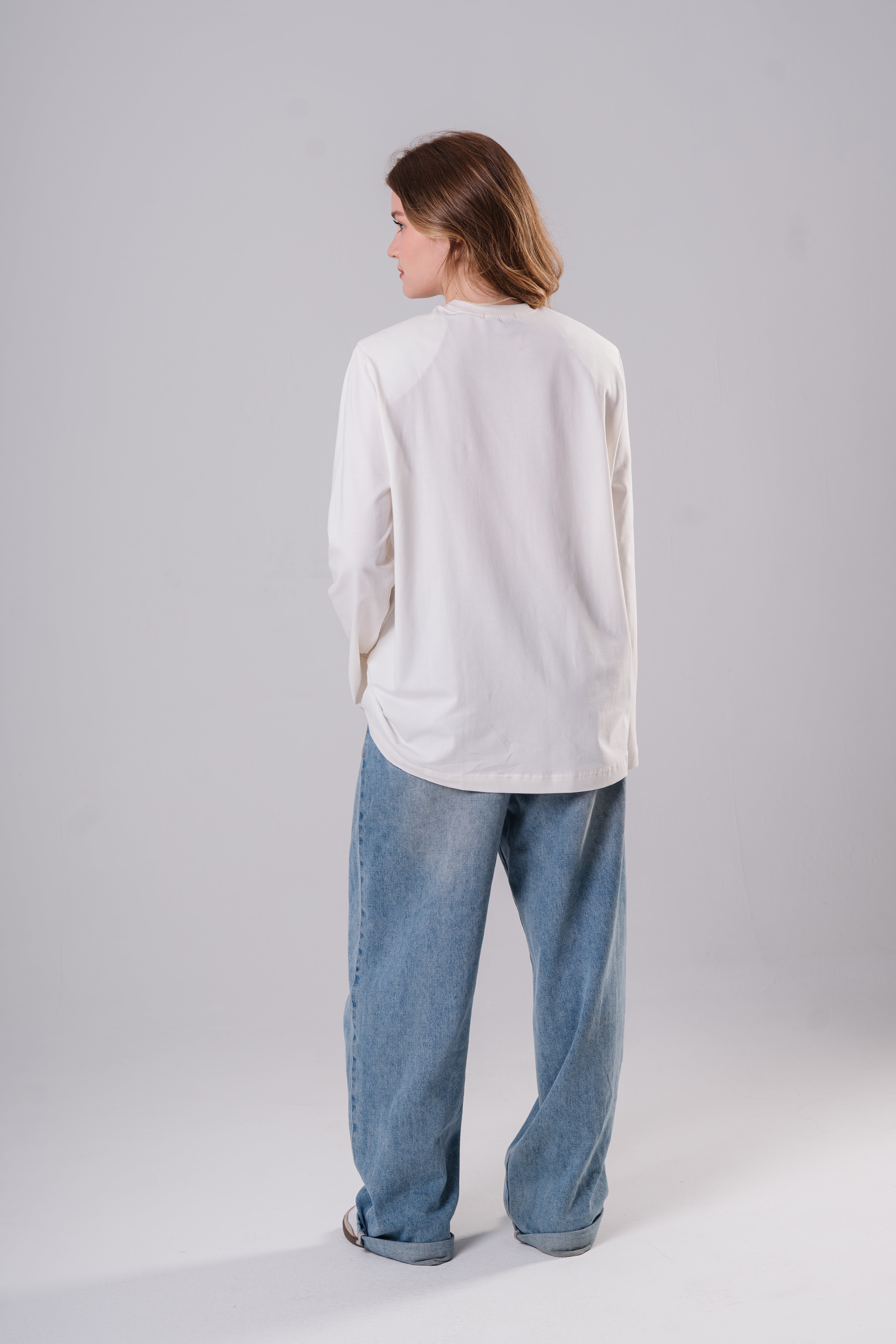 Off-White Top with Shoulder Pads