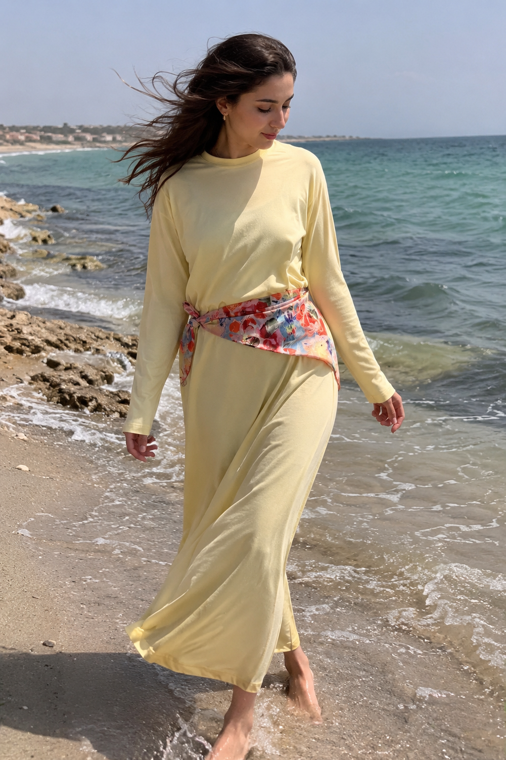 Everyday Scarf Dress in Butter Yellow