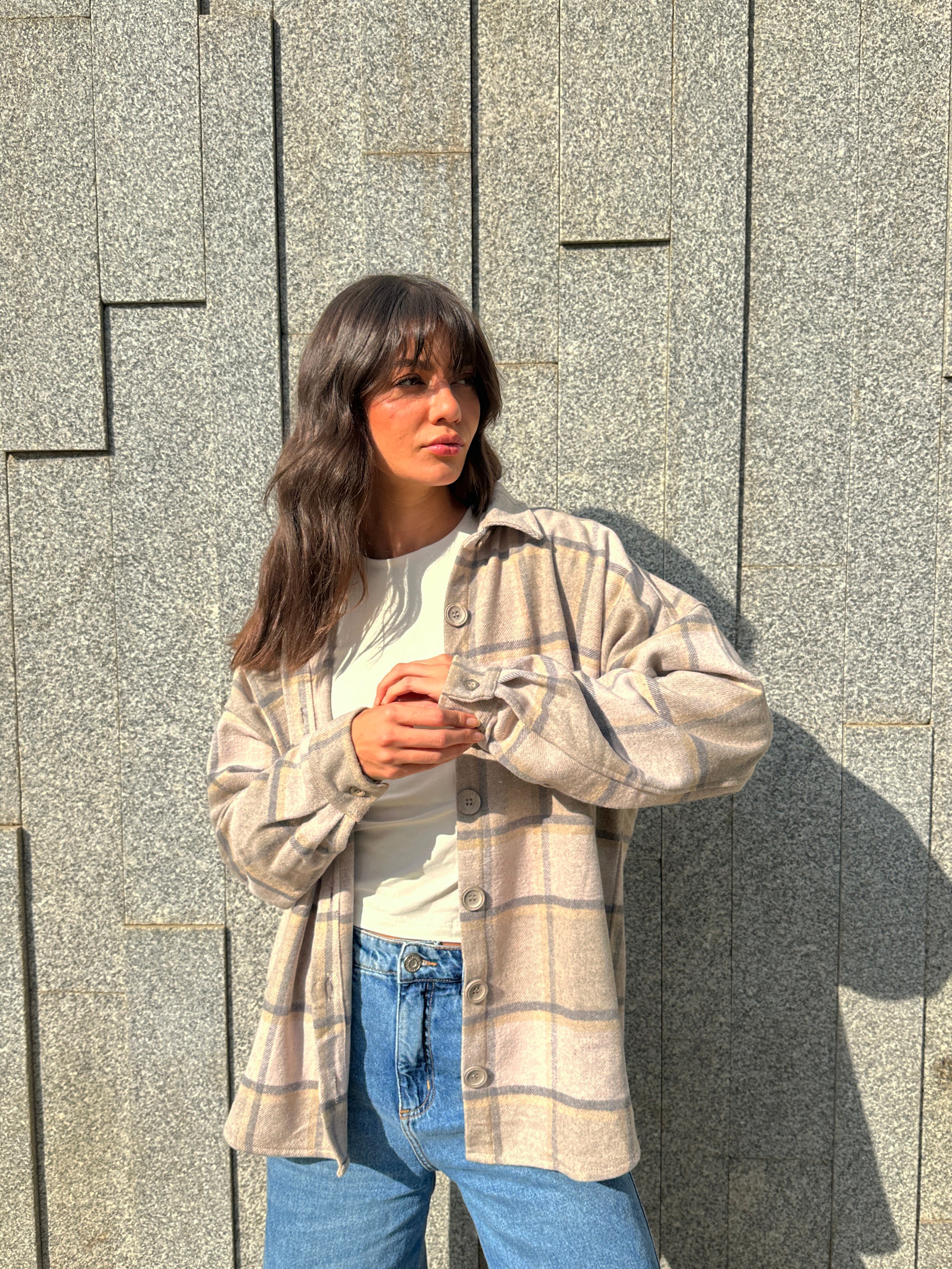 Check Shirt In Beige