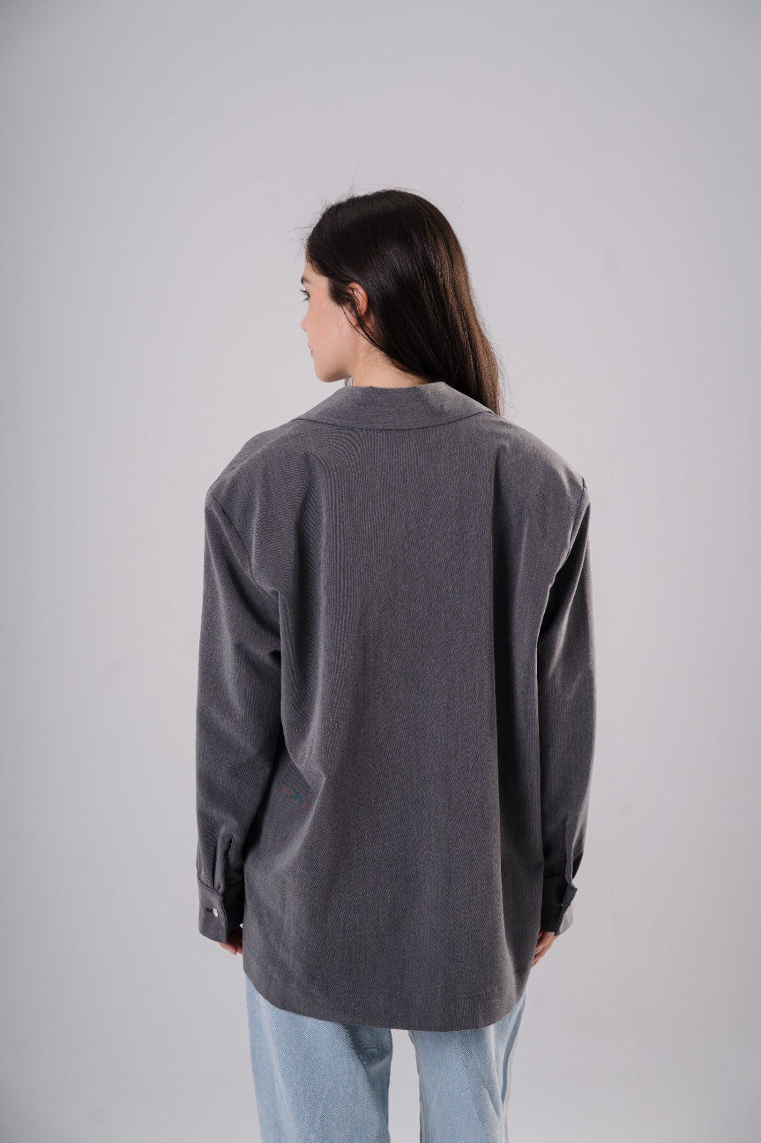 Oversized Blazer Blouse in Grey