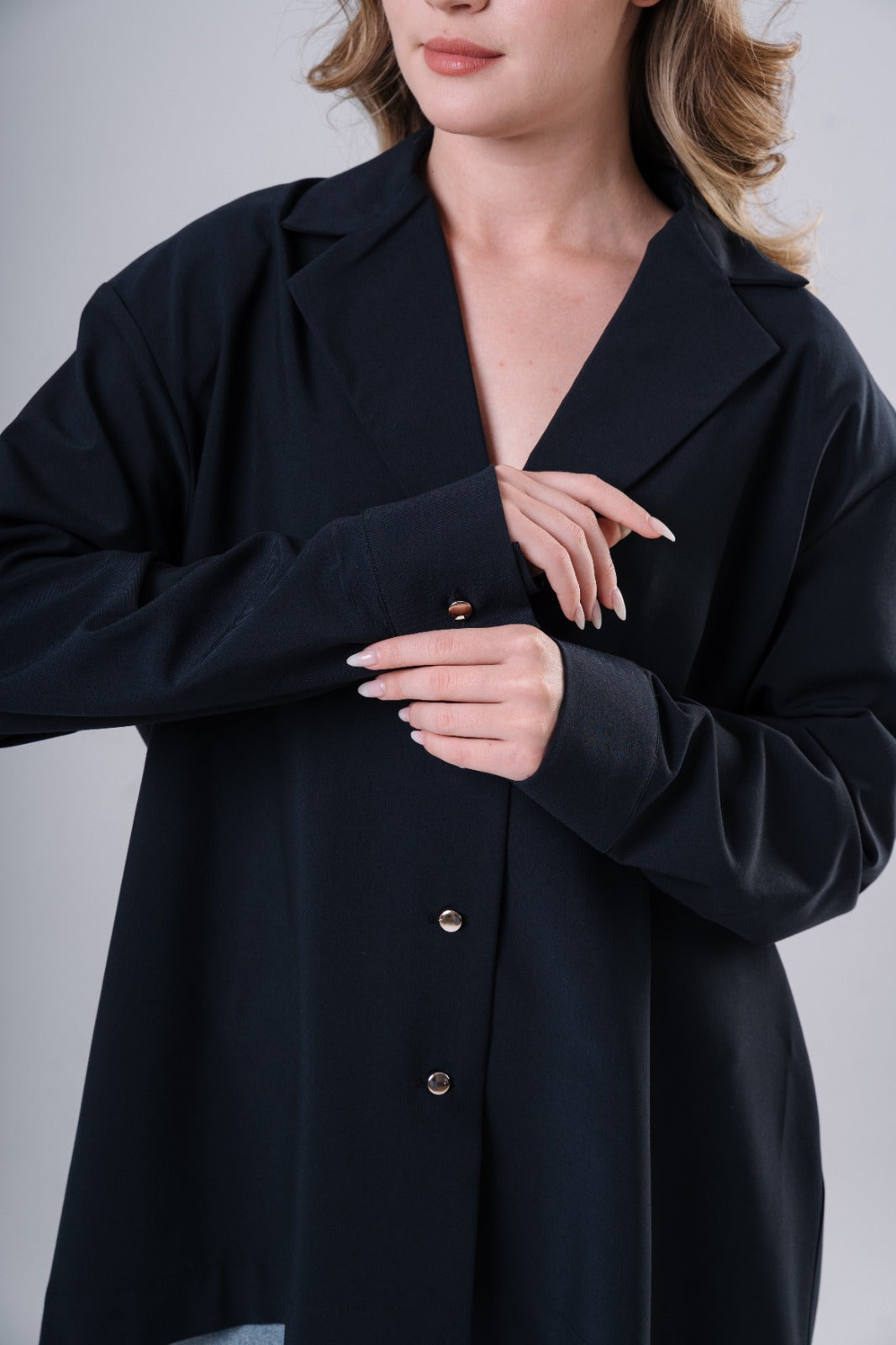 Oversized Blazer Blouse in Dark Navy