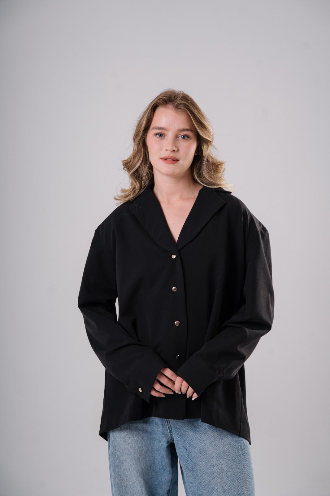 Oversized Blazer Blouse in Black