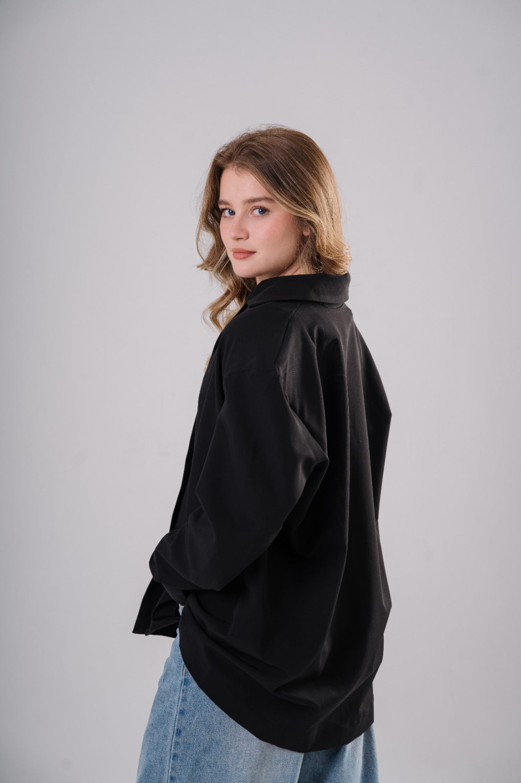 Oversized Blazer Blouse in Black