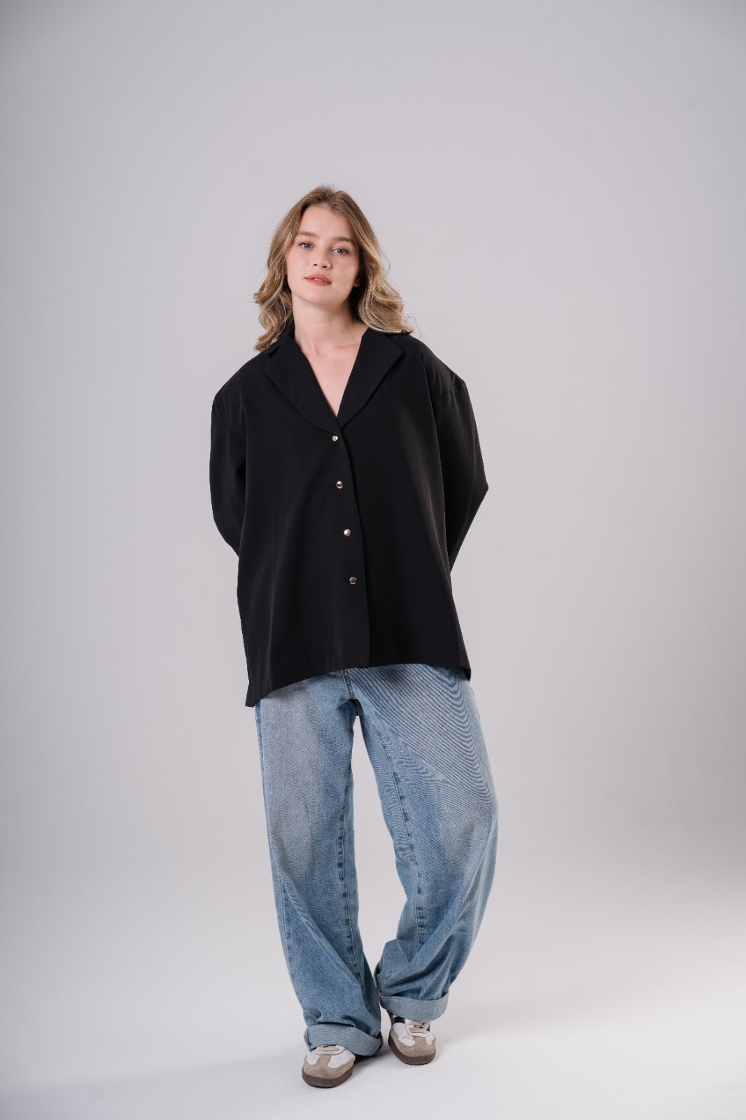 Oversized Blazer Blouse in Black
