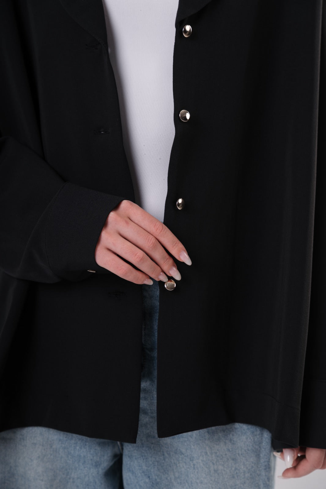 Oversized Blazer Blouse in Black