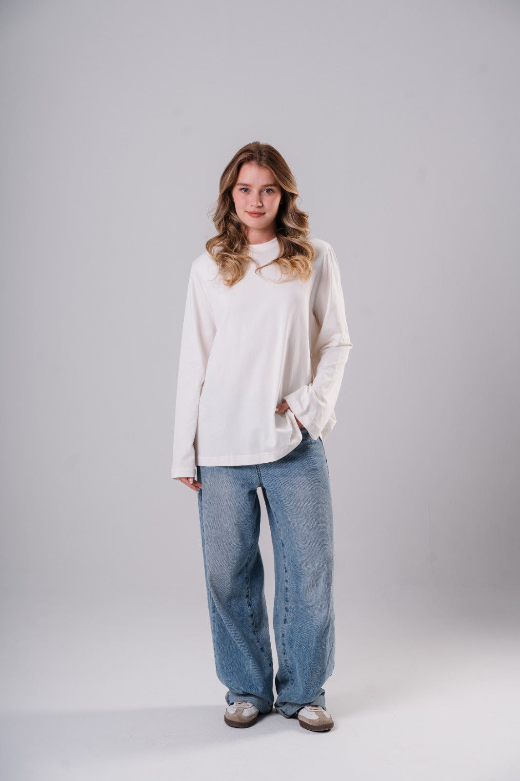 Off-White Top with Shoulder Pads